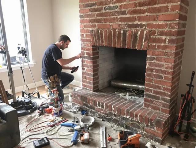 Somers Chimney Sweep specialist finalizing chimney liner service in Somers, CT