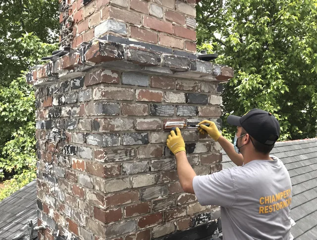 In-progress chimney restoration by Somers Chimney Sweep in Somers, CT
