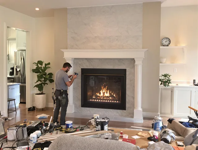Newly installed fireplace by Somers Chimney Sweep in Somers, CT