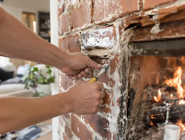 Routine fireplace repair by Somers Chimney Sweep in Somers, CT
